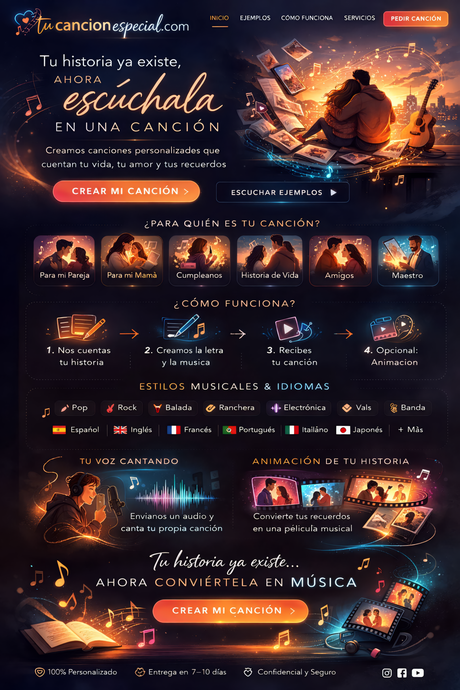 Landing principal Tu Cancion Especial